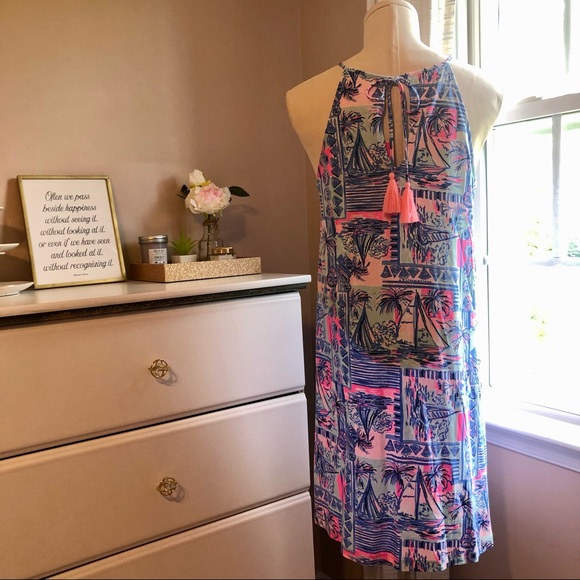 LILLY PULITZER Margot Dress in Whisper Blue Yeah Buoy Print Sz S NWT - Picture 7 of 14